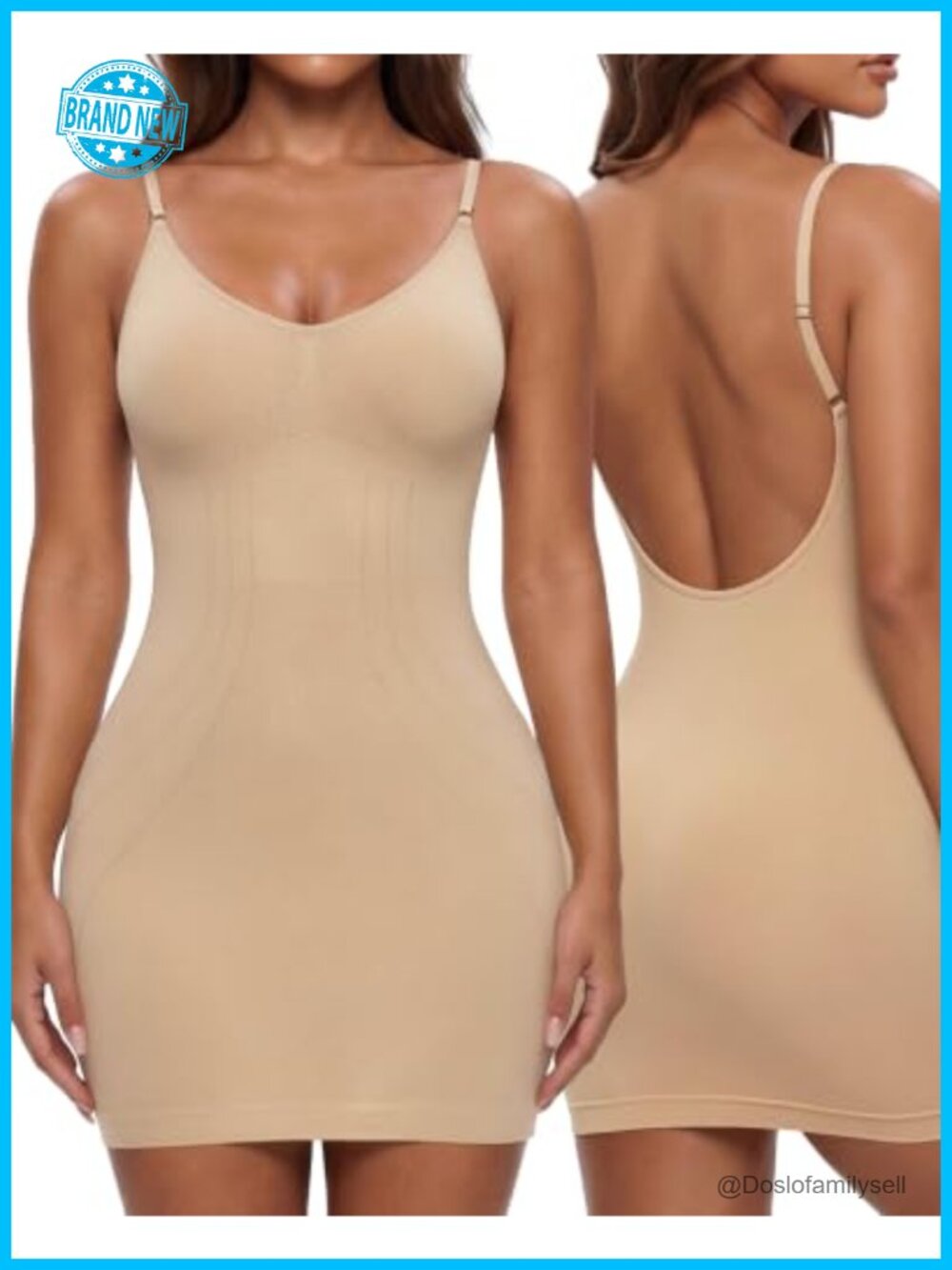 Backless Shapewear Slip Dress Tummy Control Under Dress